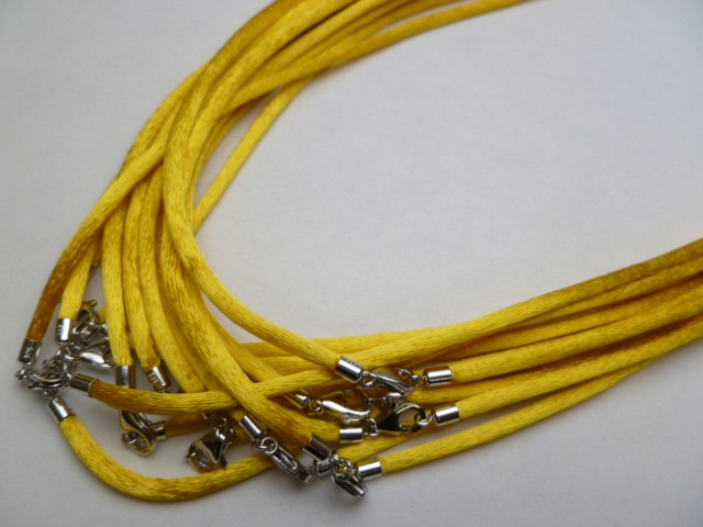 16"- 2mm Yellow Gold American Satin Necklace w/ 925 Silver